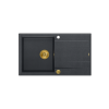 QUADRON EVAN 111 GraniteQ zlewozmywak z syfonem Push 2 Open 1-komorowy z/o (860x500x210) black diamond / elementy złote HCQE8650U8PVDG1P2O